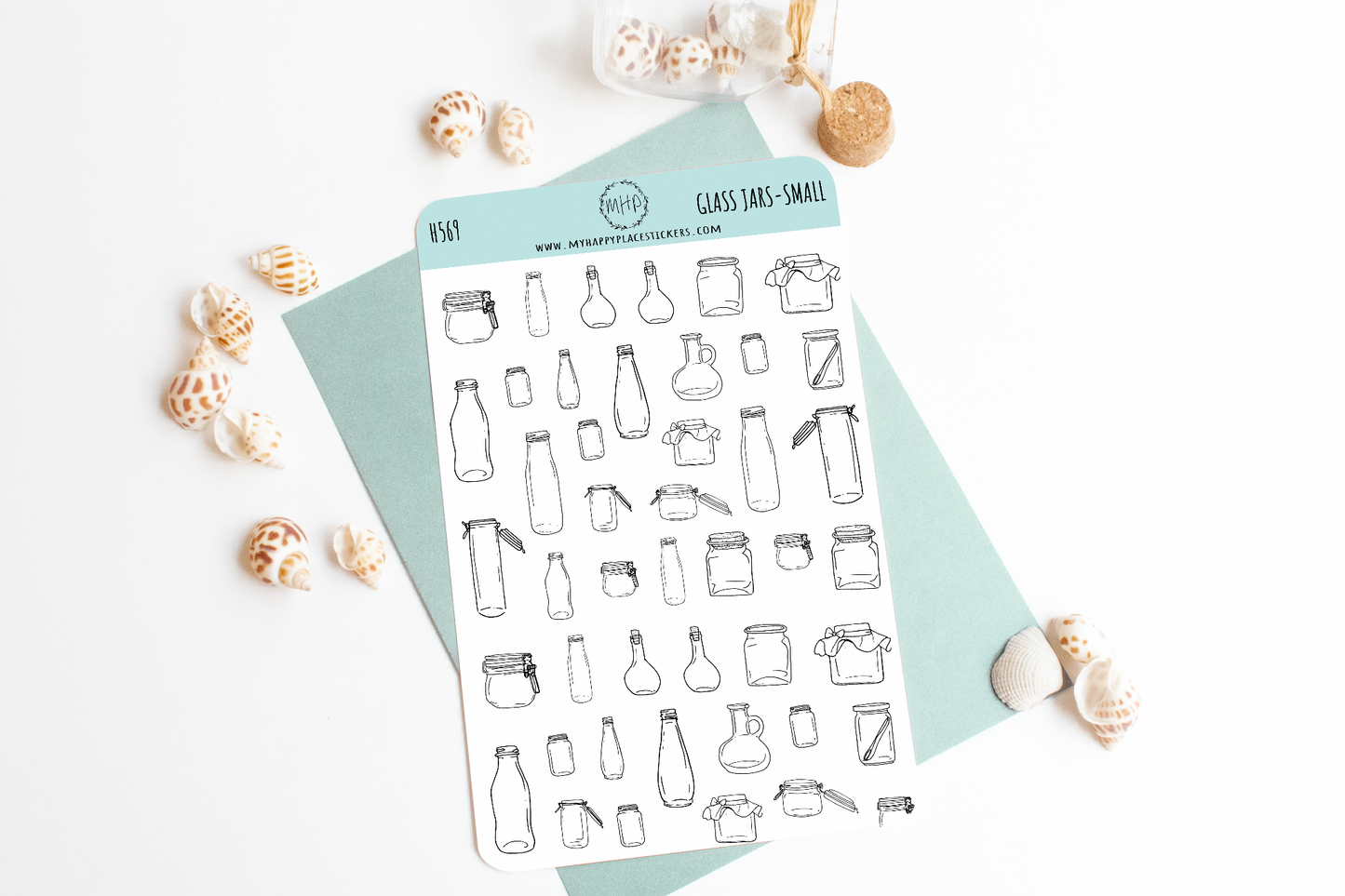 Glass Jars, Black and White Sticker. Planner Stickers for Bullet Journals, Calendars, and Scrapbooking. College Planner Stickers || HO902