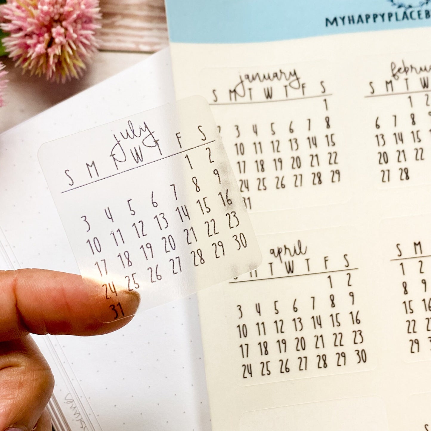 2025 Calendar Stickers for Hobonichi Cousin Planners || H649