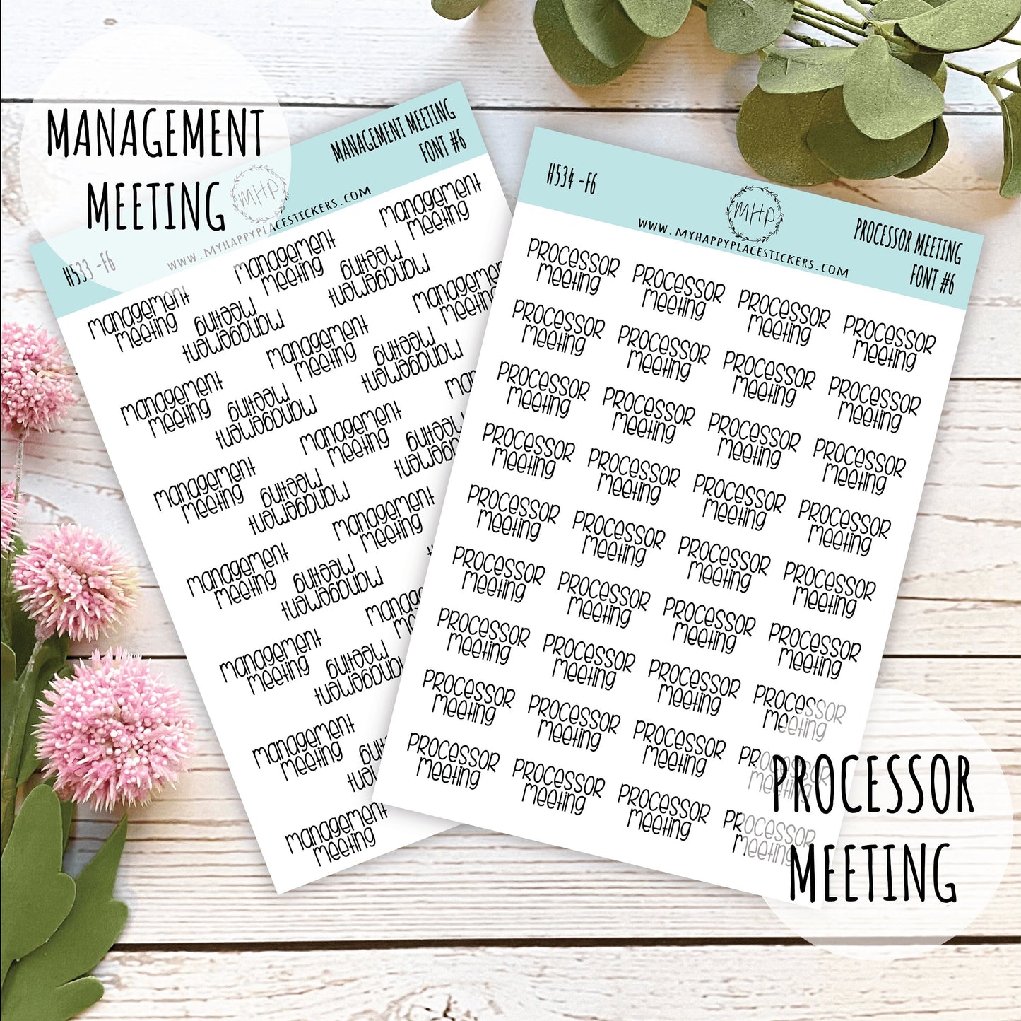 MEETING Stickers for Planners, Organizers and Bullet Journals. College Planner. 7 Fonts to Choose From || H531-H534