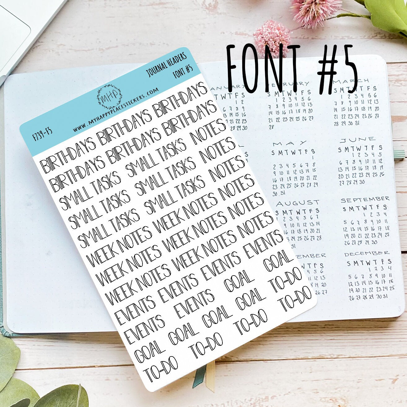 Journal Header Stickers for Bullet Journals. Journal Header Sticker for Teacher Planners and Homeschool Planner || F739