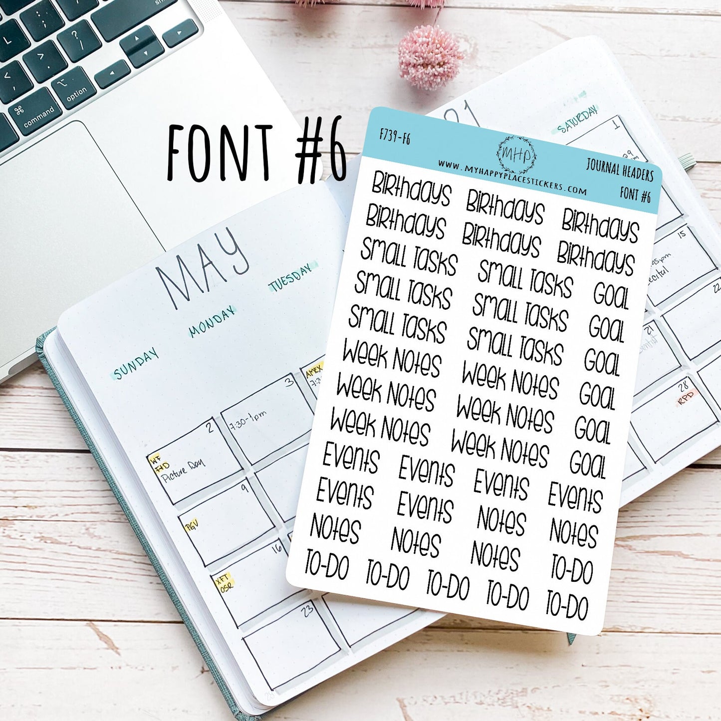 Journal Header Stickers for Bullet Journals. Journal Header Sticker for Teacher Planners and Homeschool Planner || F739
