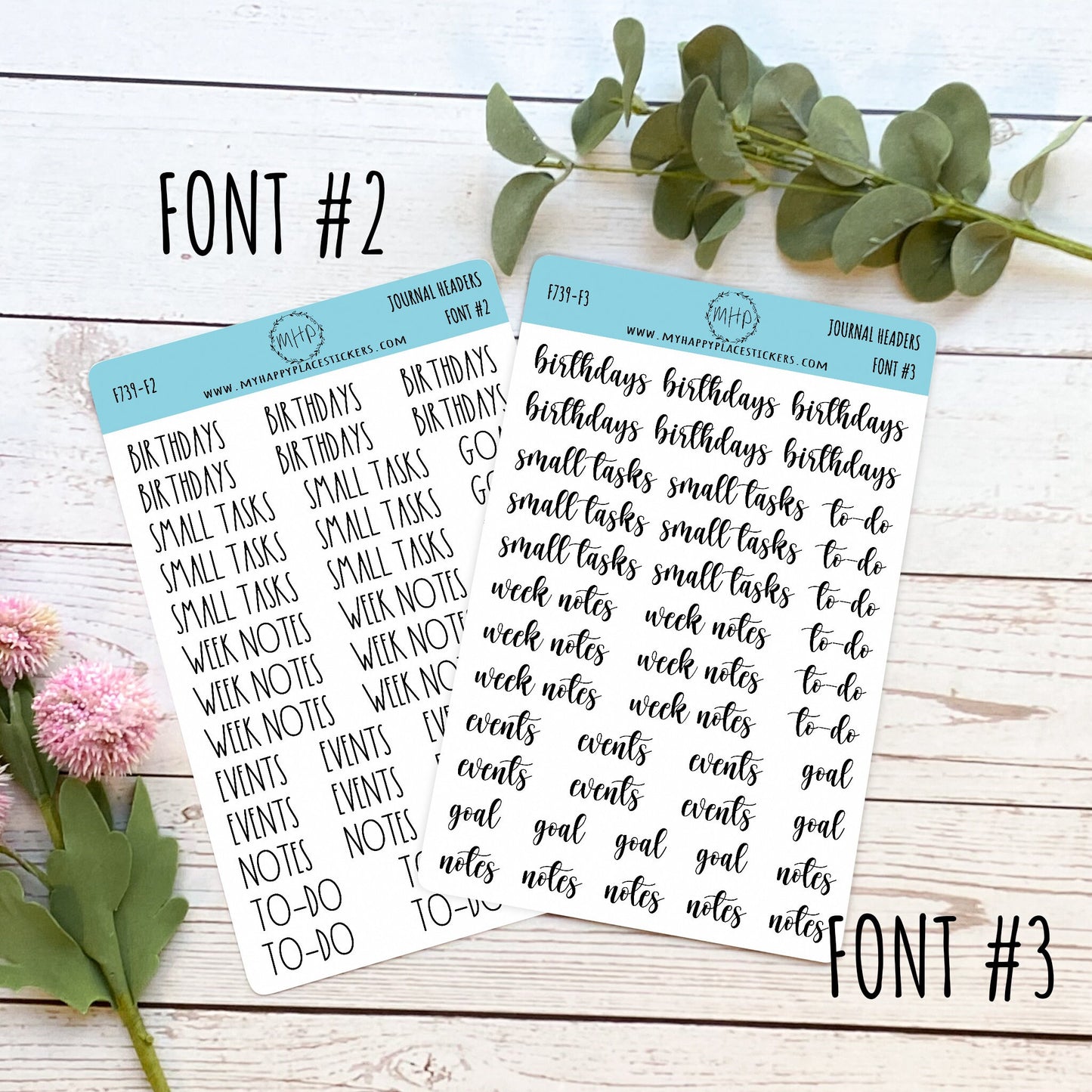 Journal Header Stickers for Bullet Journals. Journal Header Sticker for Teacher Planners and Homeschool Planner || F739