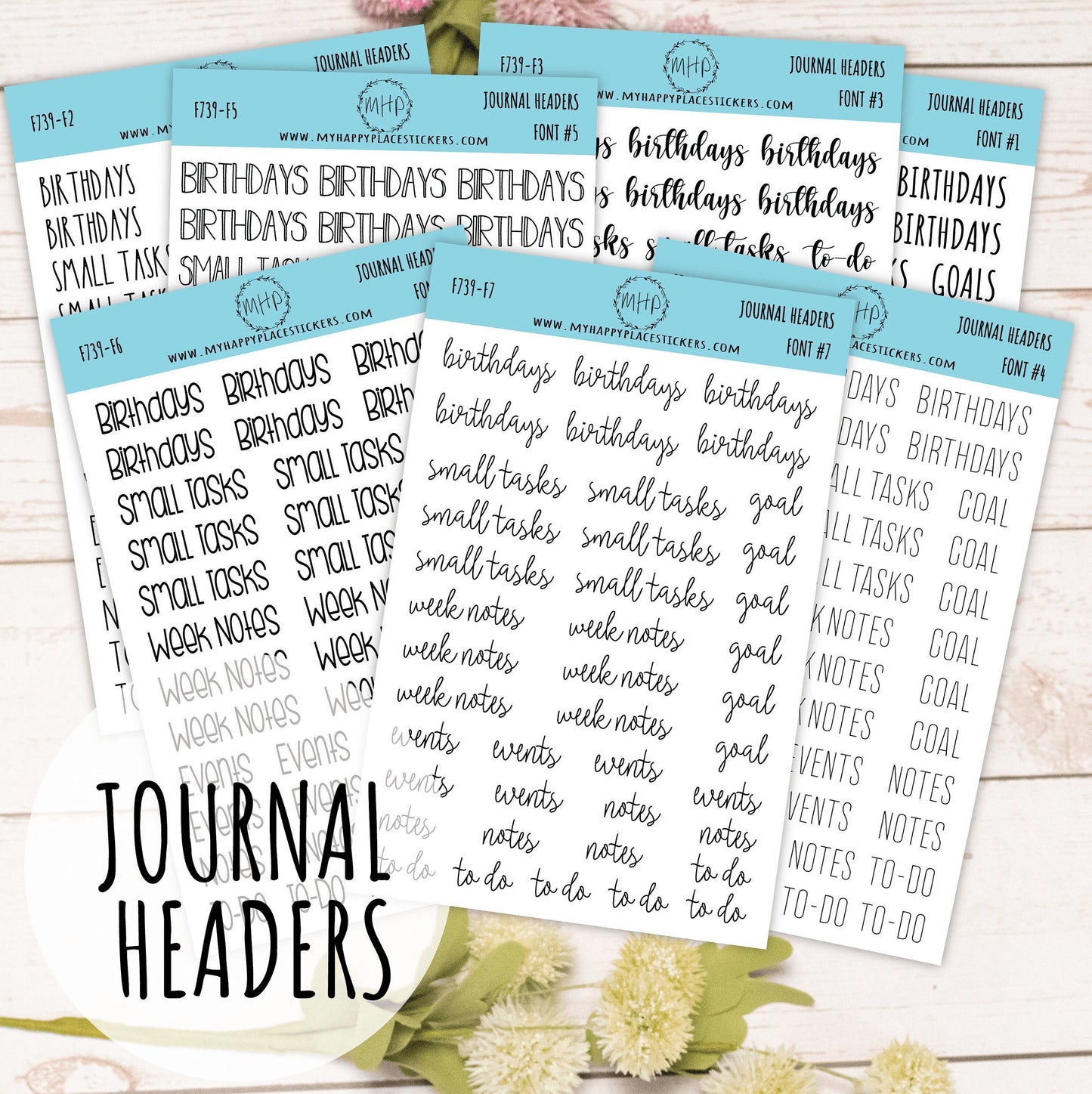 Journal Header Stickers for Bullet Journals. Journal Header Sticker for Teacher Planners and Homeschool Planner || F739