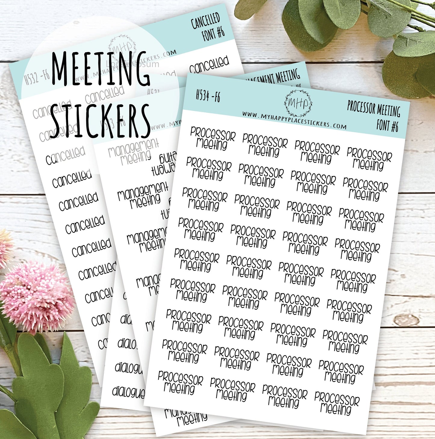 MEETING Stickers for Planners, Organizers and Bullet Journals. College Planner. 7 Fonts to Choose From || H531-H534