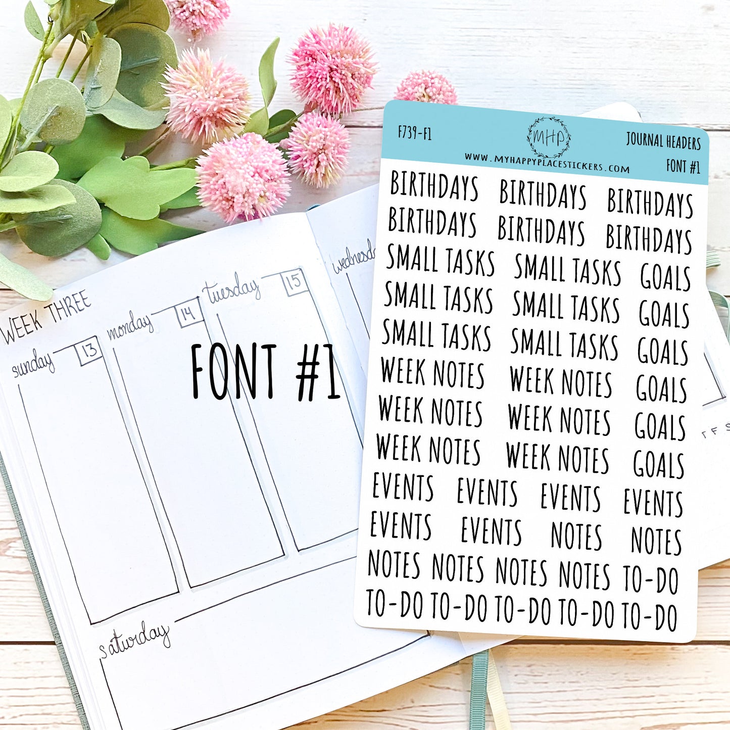 Journal Header Stickers for Bullet Journals. Journal Header Sticker for Teacher Planners and Homeschool Planner || F739