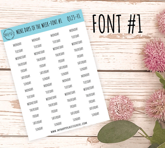Mini Days of the Week Stickers for Bullet Journals and Planners. Foil Stickers || Q123