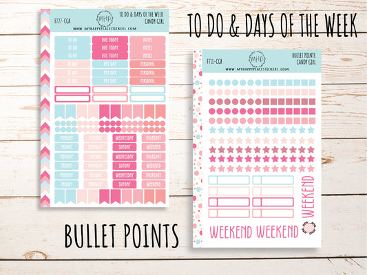 Planner Kit "CANDY GIRL" Planners Stickers. Stickers for 7x9 Planners