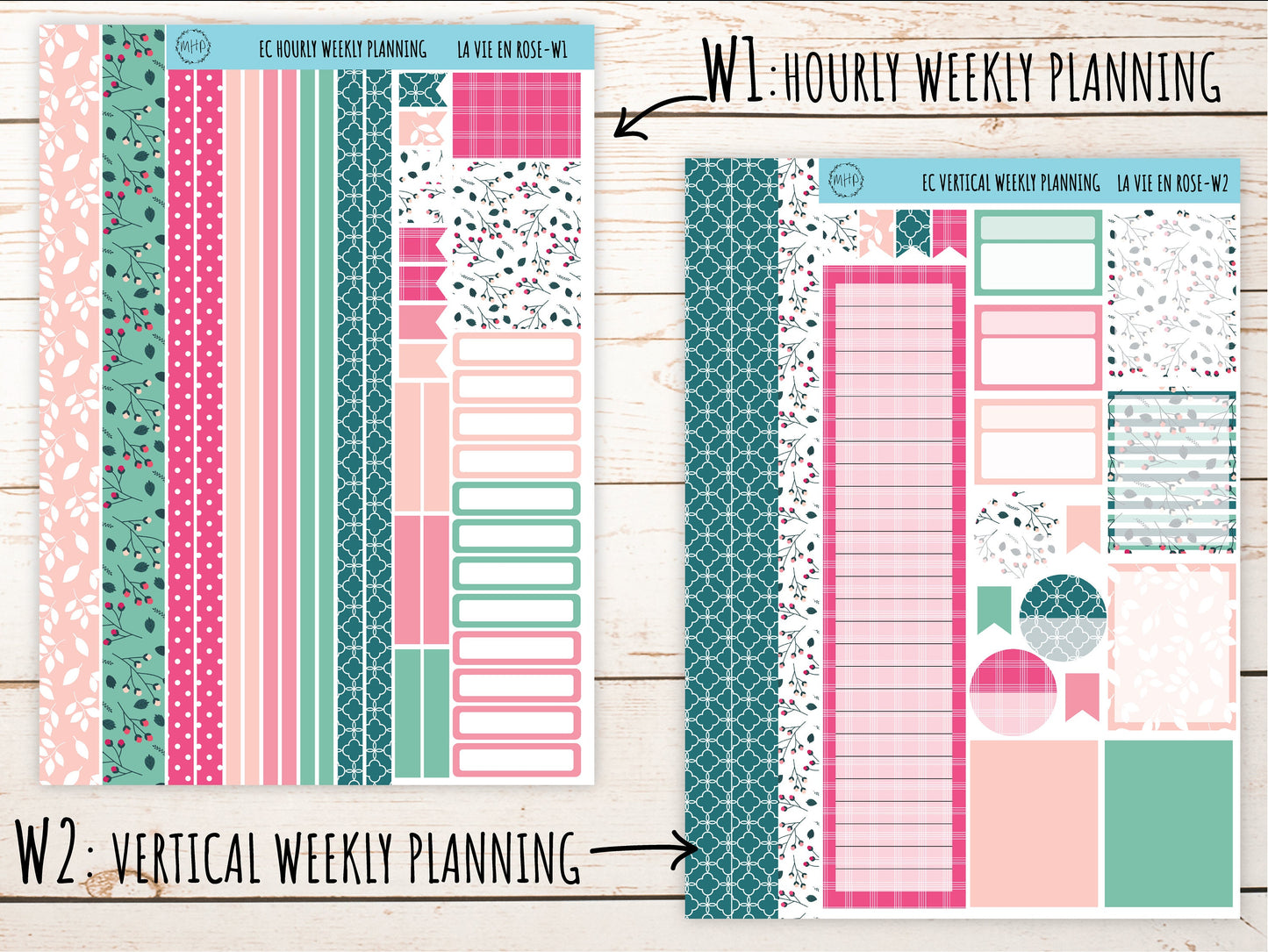 Erin Condren 7x9 Weekly Planning Kit. MAY" La Vie en Rose" Planner Stickers || LVER-W