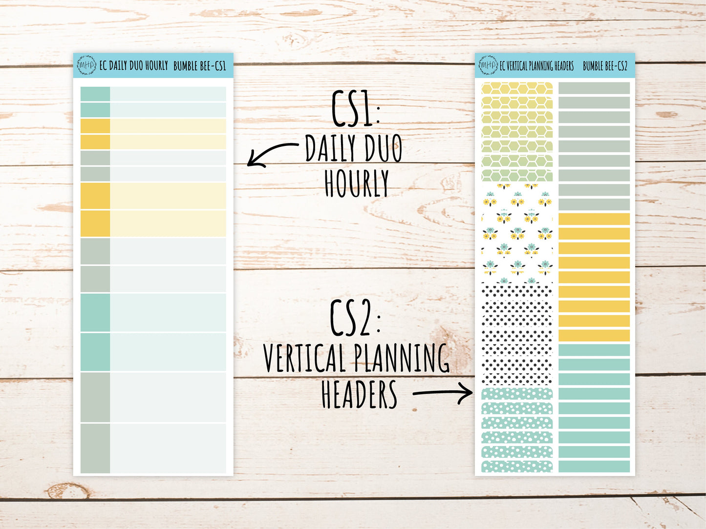 Stickers for 7x9 Erin Condren Planners. April "Bumble Bee" || BB-CS