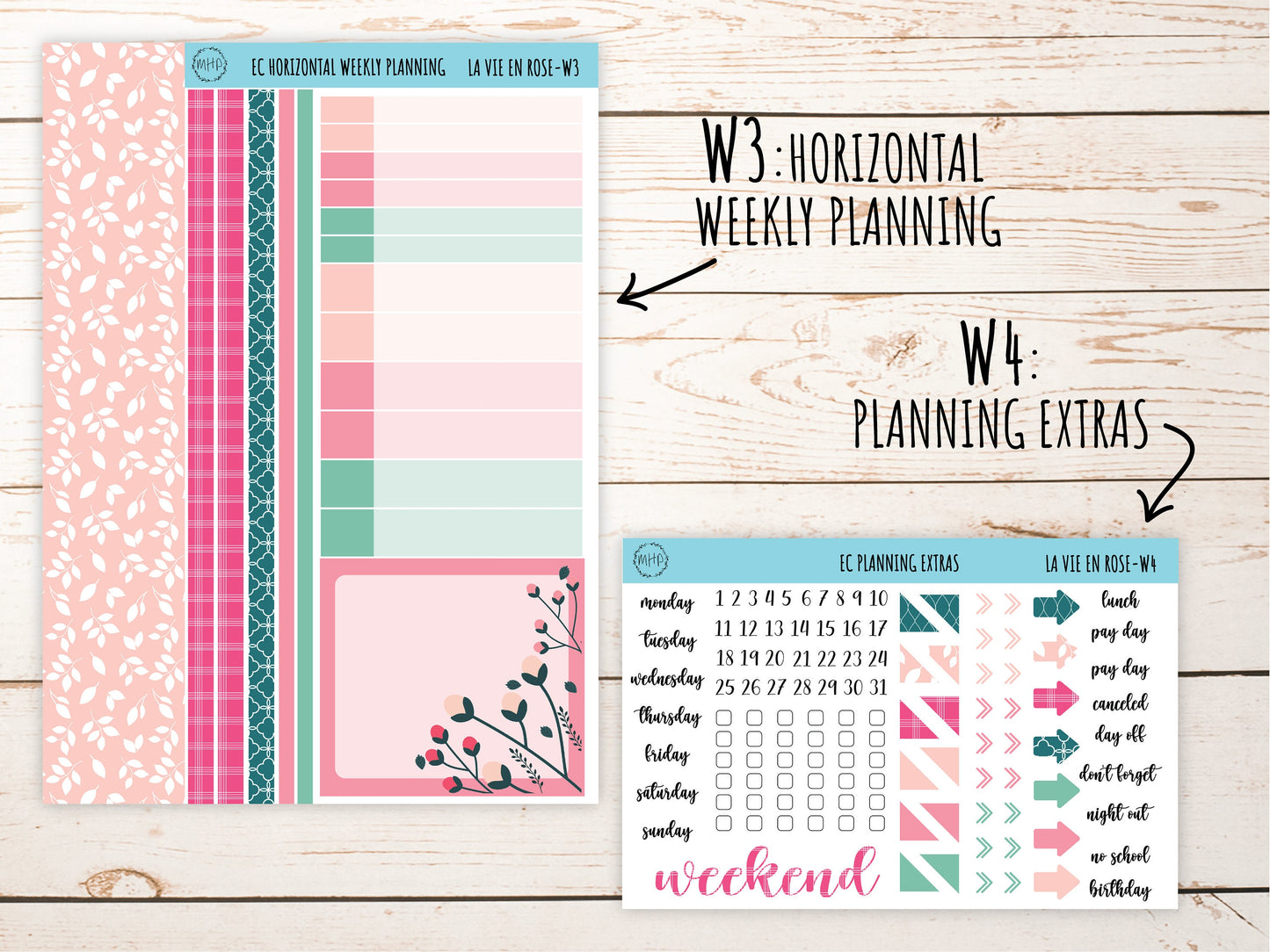 Erin Condren 7x9 Weekly Planning Kit. MAY" La Vie en Rose" Planner Stickers || LVER-W