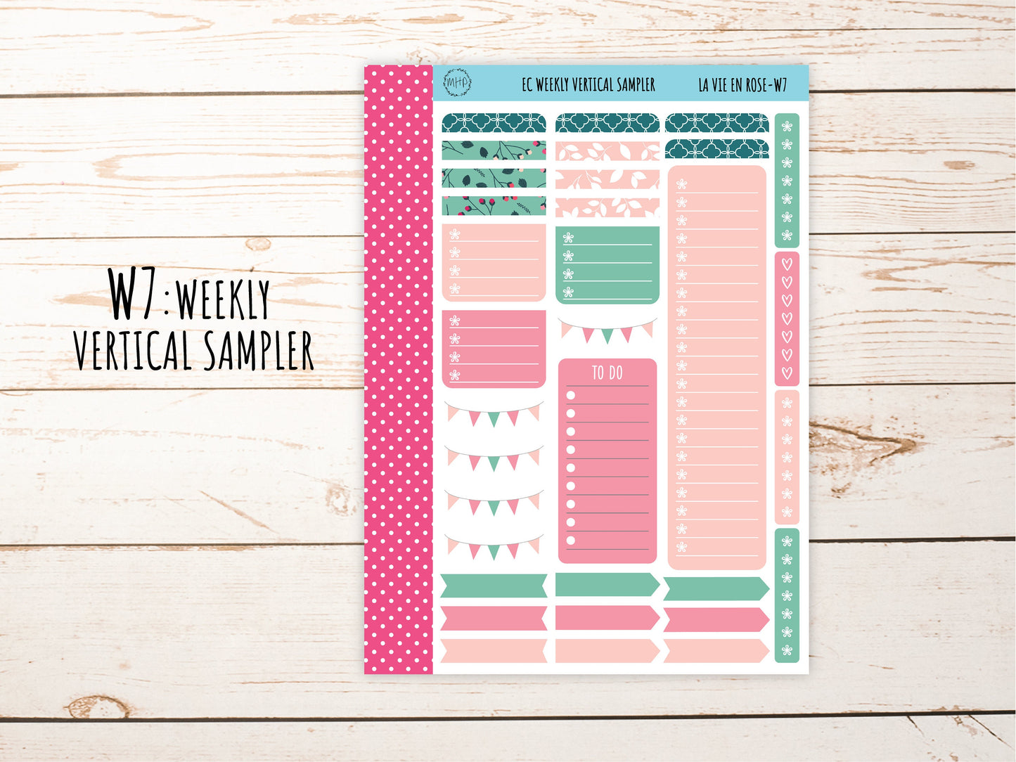 Erin Condren 7x9 Weekly Planning Kit. MAY" La Vie en Rose" Planner Stickers || LVER-W
