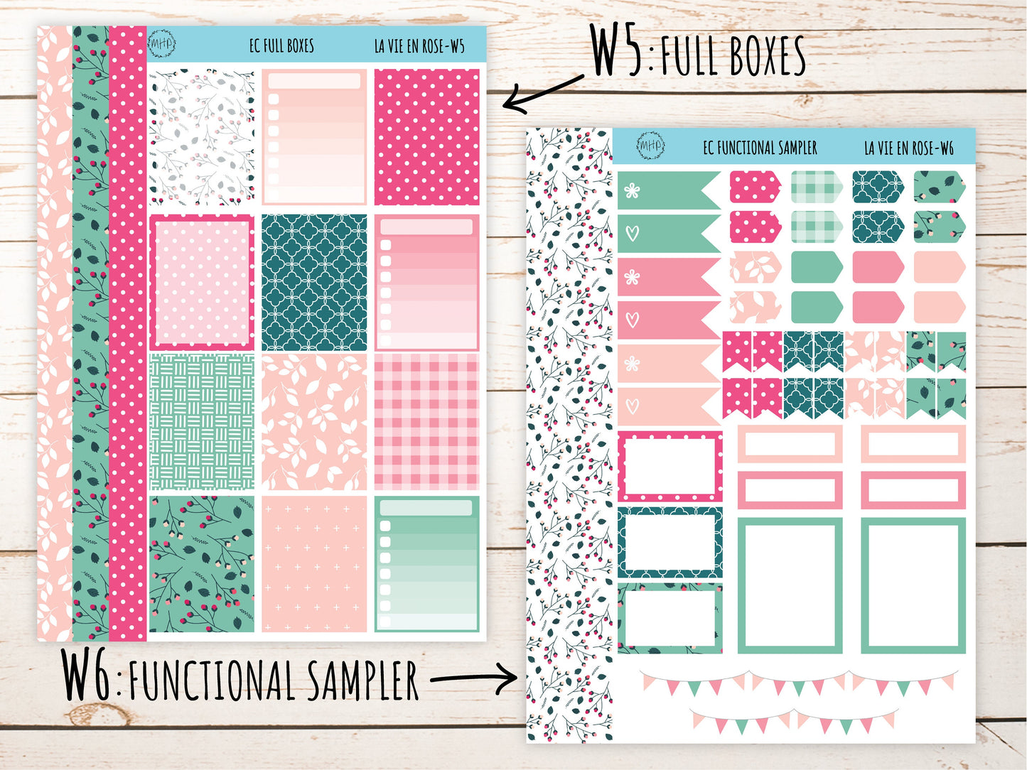 Erin Condren 7x9 Weekly Planning Kit. MAY" La Vie en Rose" Planner Stickers || LVER-W