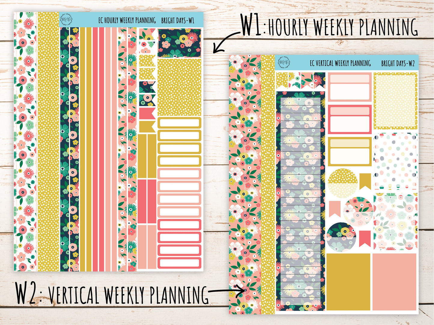 Erin Condren 7x9 Weekly Planning Kit. JUNE "Bright Days" Planner Stickers || BD-W