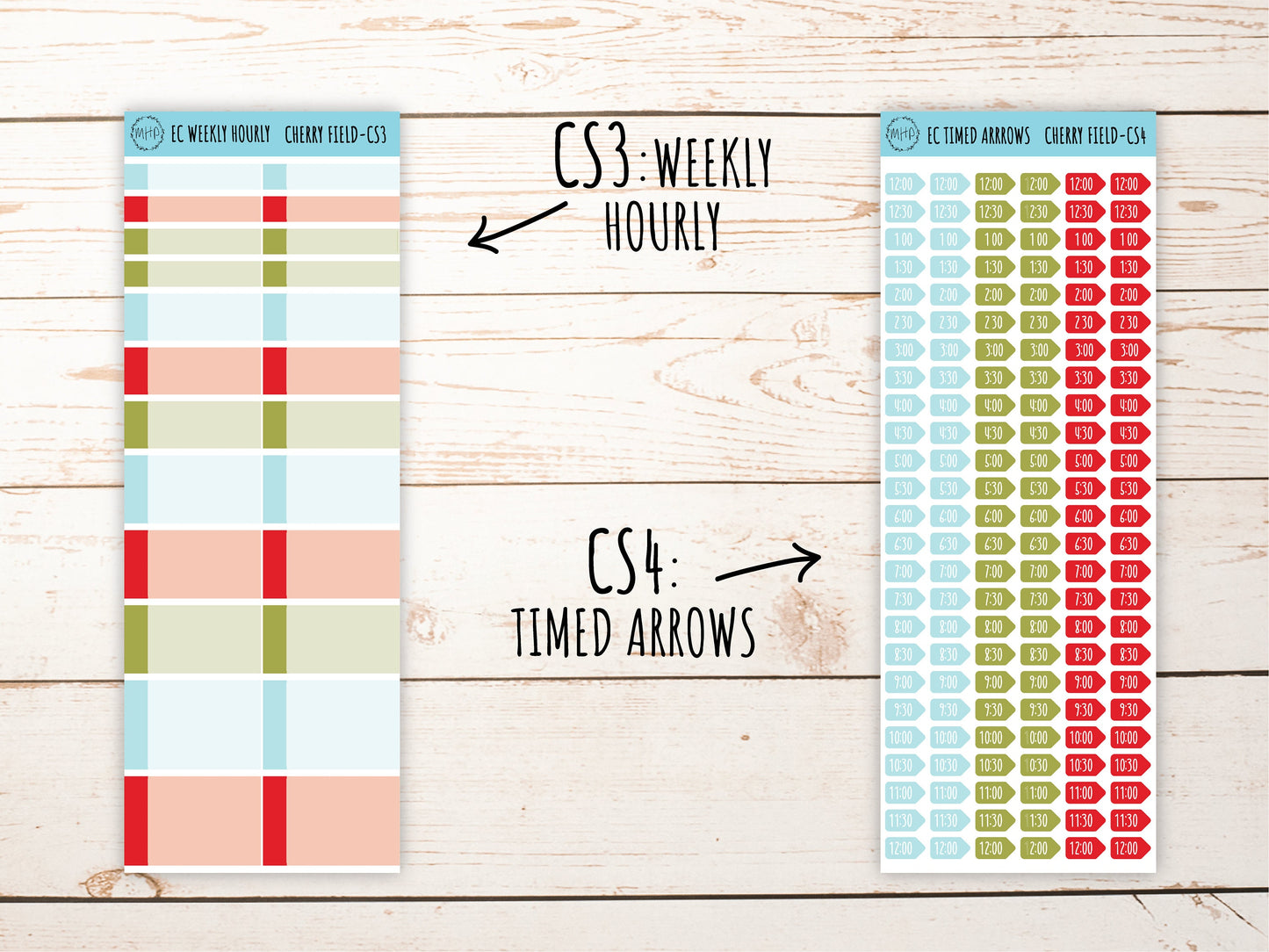 Stickers for 7x9 Erin Condren Planners. JULY "Cherry Field". Add-On Sticker Sheets || CF-CS