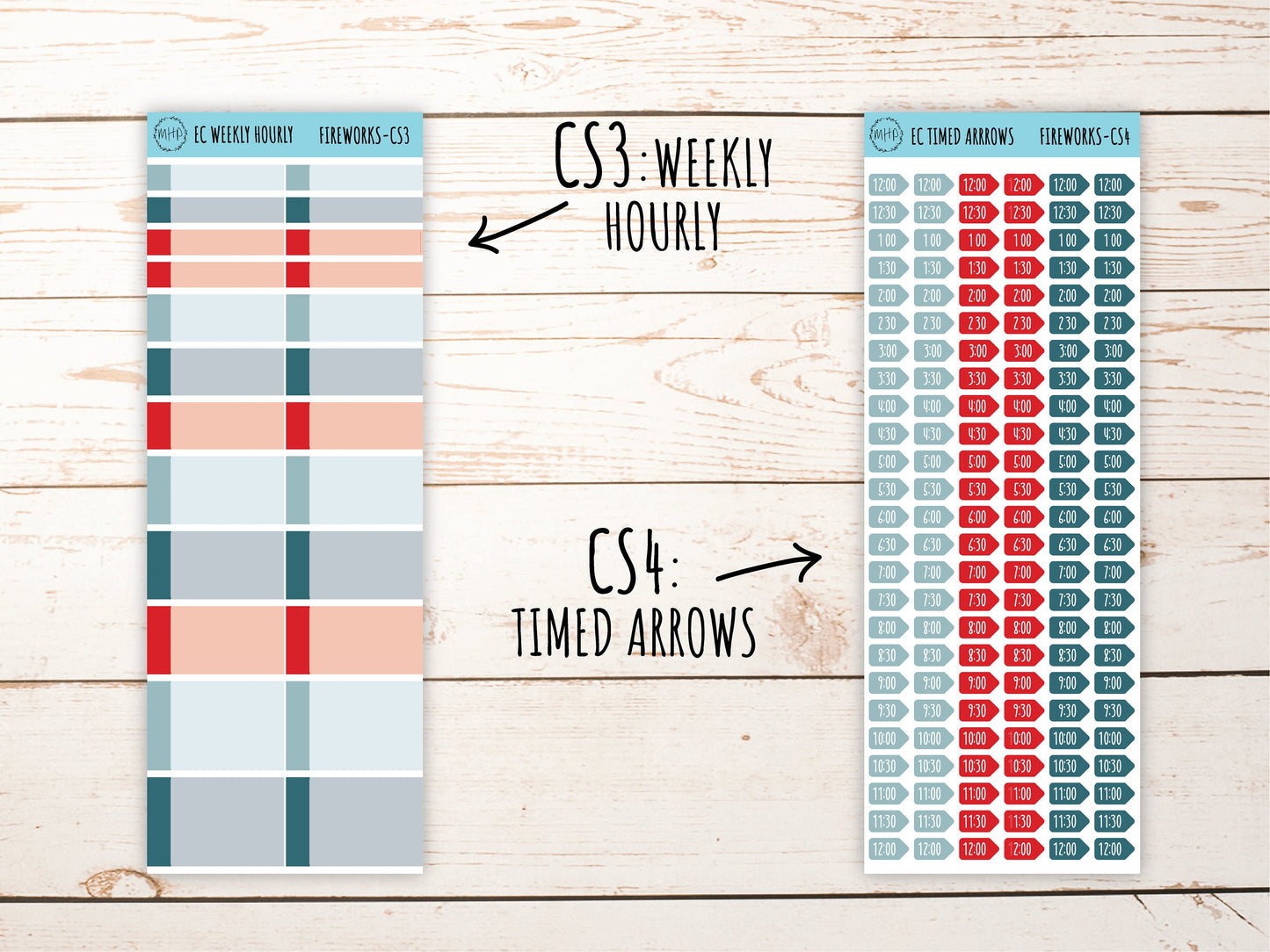 Erin Condren 7x9 Coordinating Planner Sticker Sheets. JULY "Fireworks". Add-On Sticker Sheets || F-CS