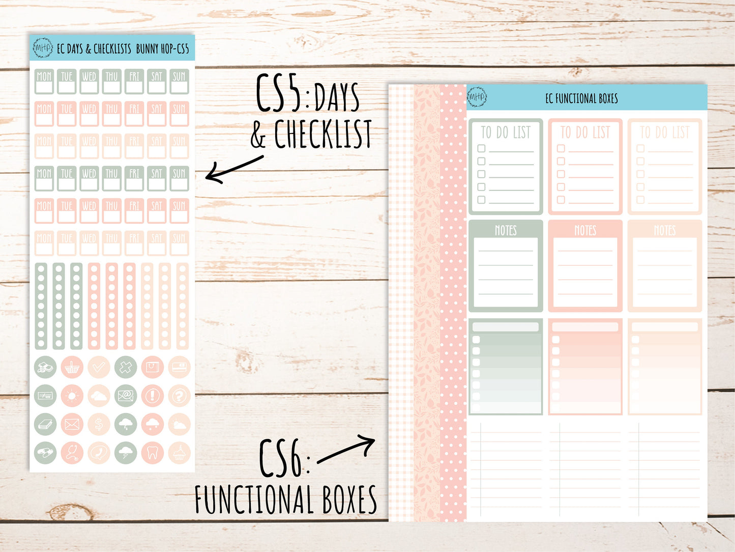 Stickers for 7x9 Erin Condren Planners. April "Bunny Hop" || BH-CS