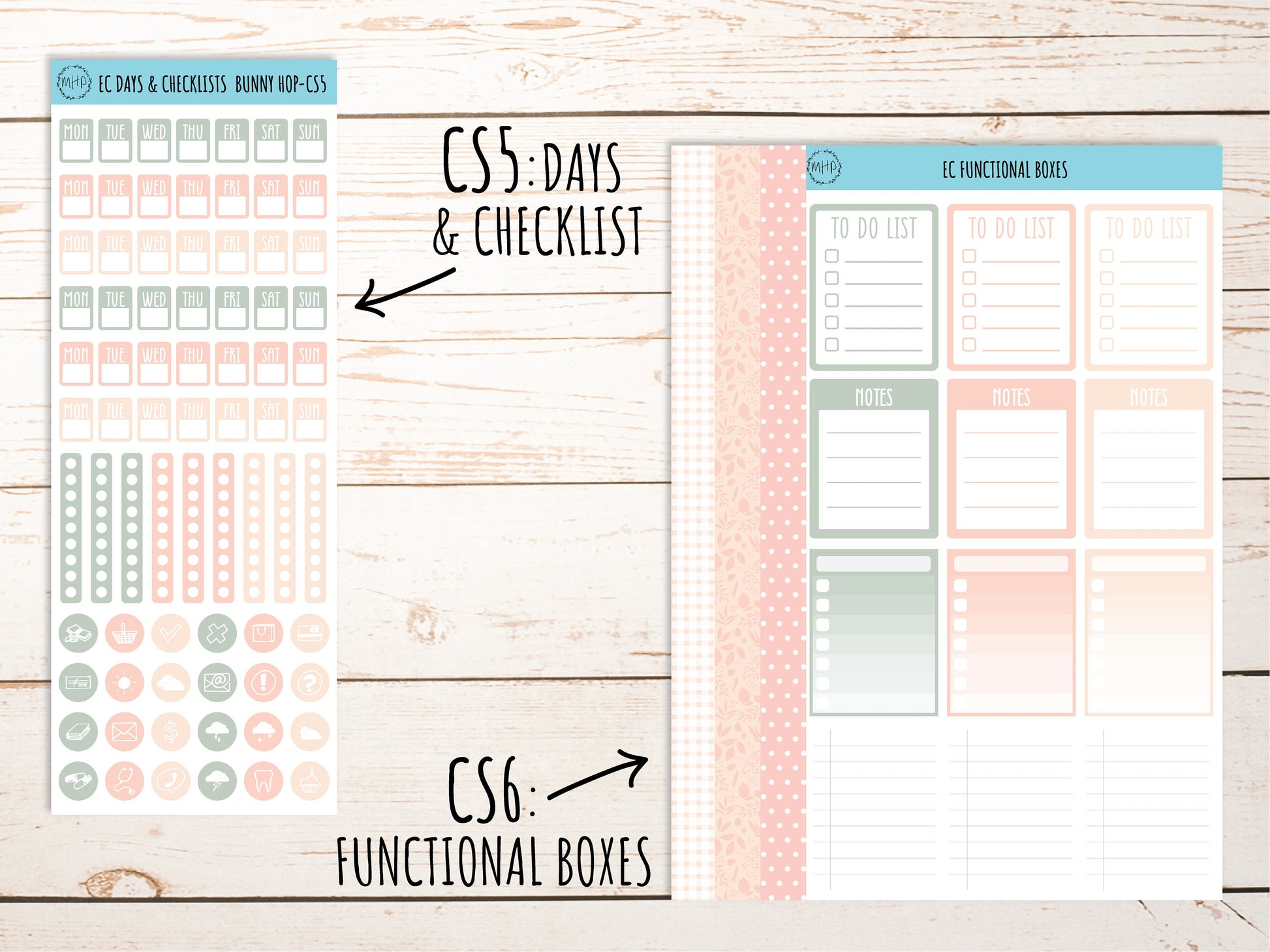 Stickers for 7x9 Erin Condren Planners. April "Bunny Hop" || BH-CS