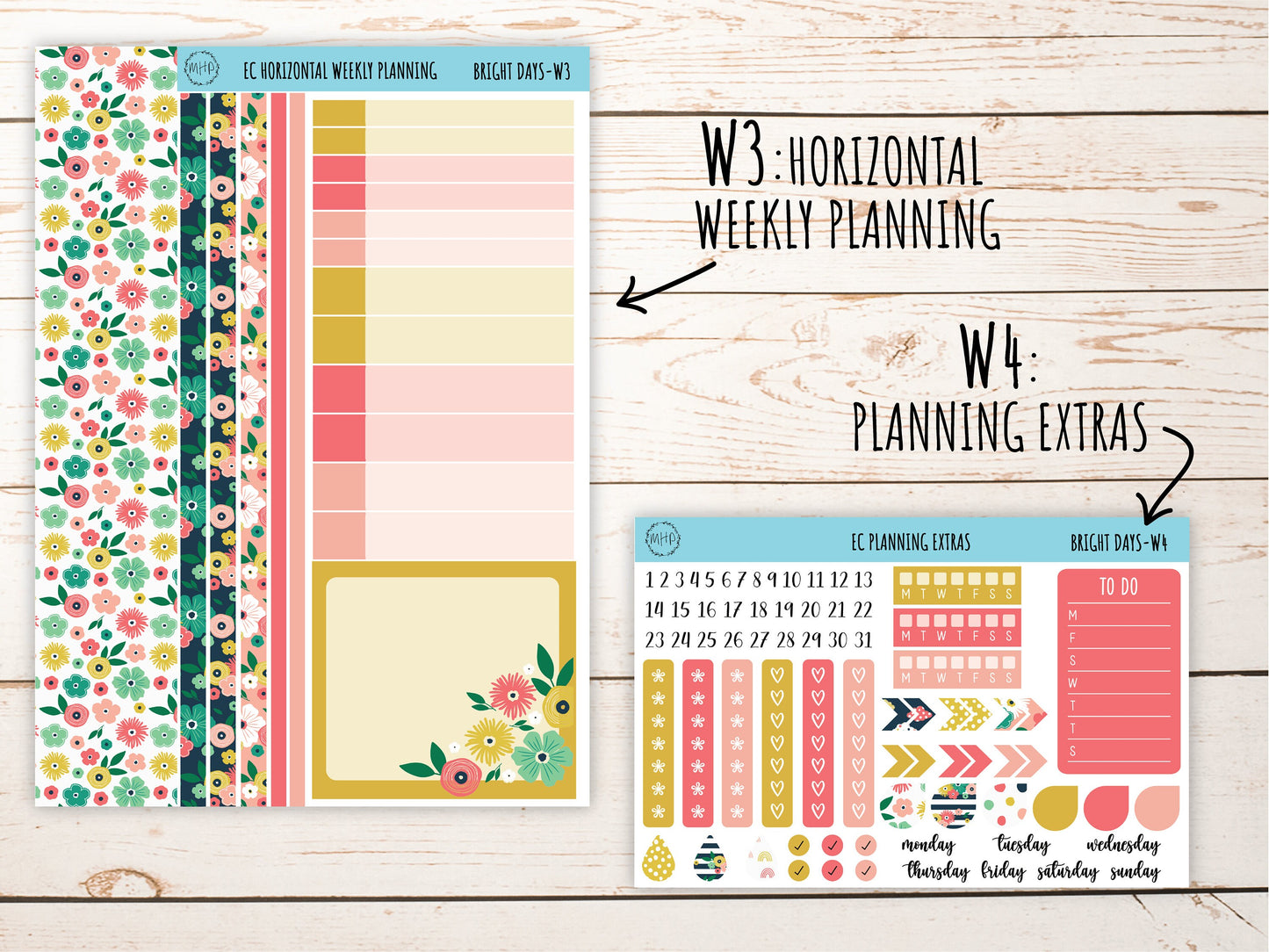 Erin Condren 7x9 Weekly Planning Kit. JUNE "Bright Days" Planner Stickers || BD-W