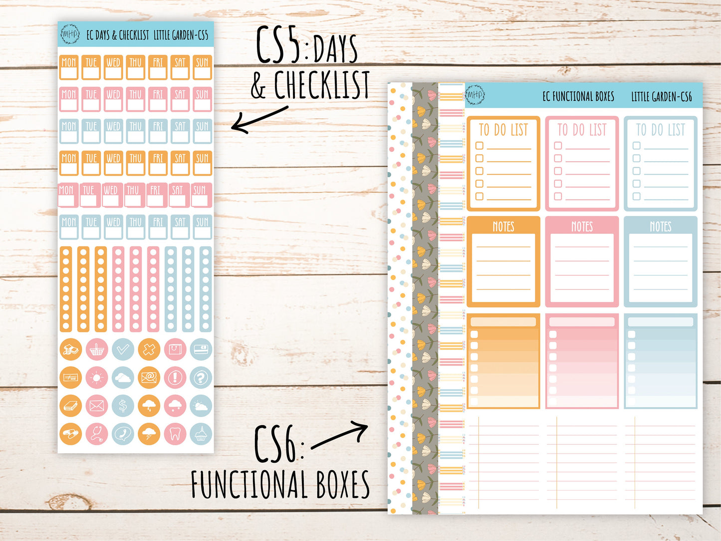 Stickers for 7x9 Erin Condren Planners. APRIL "Little Garden". Add-On Sticker Sheets || LG-CS
