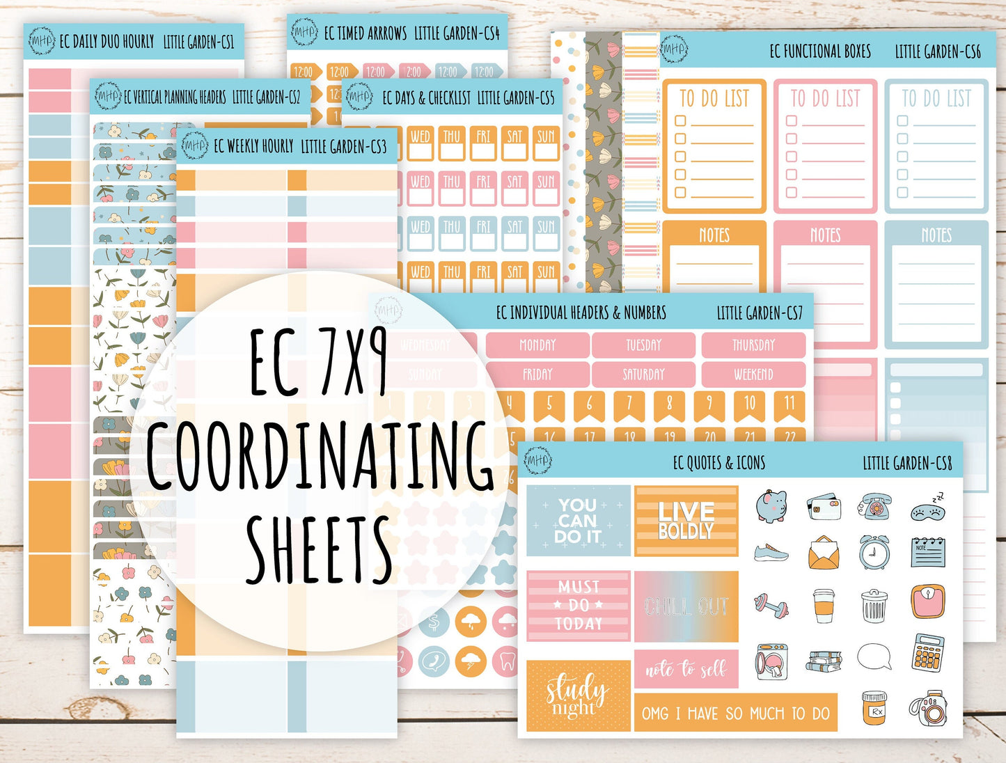 Stickers for 7x9 Erin Condren Planners. APRIL "Little Garden". Add-On Sticker Sheets || LG-CS