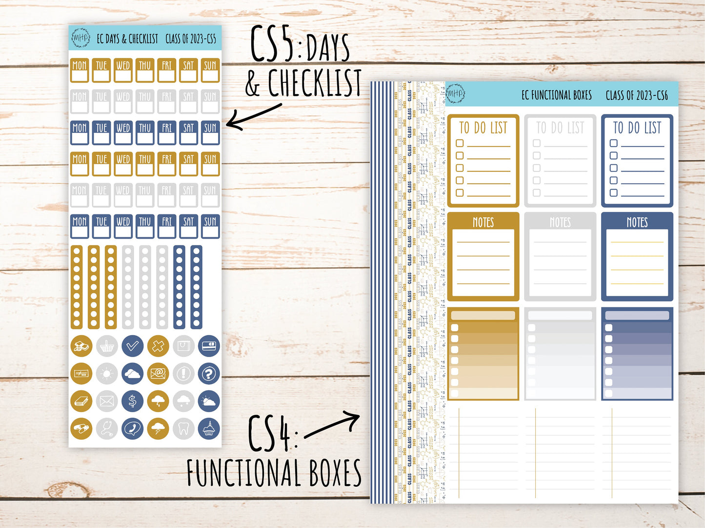 Stickers for 7x9 Erin Condren Planners. GRADUATION MONTH "Class of 2023. Add-On Sticker Sheets || C23-CS
