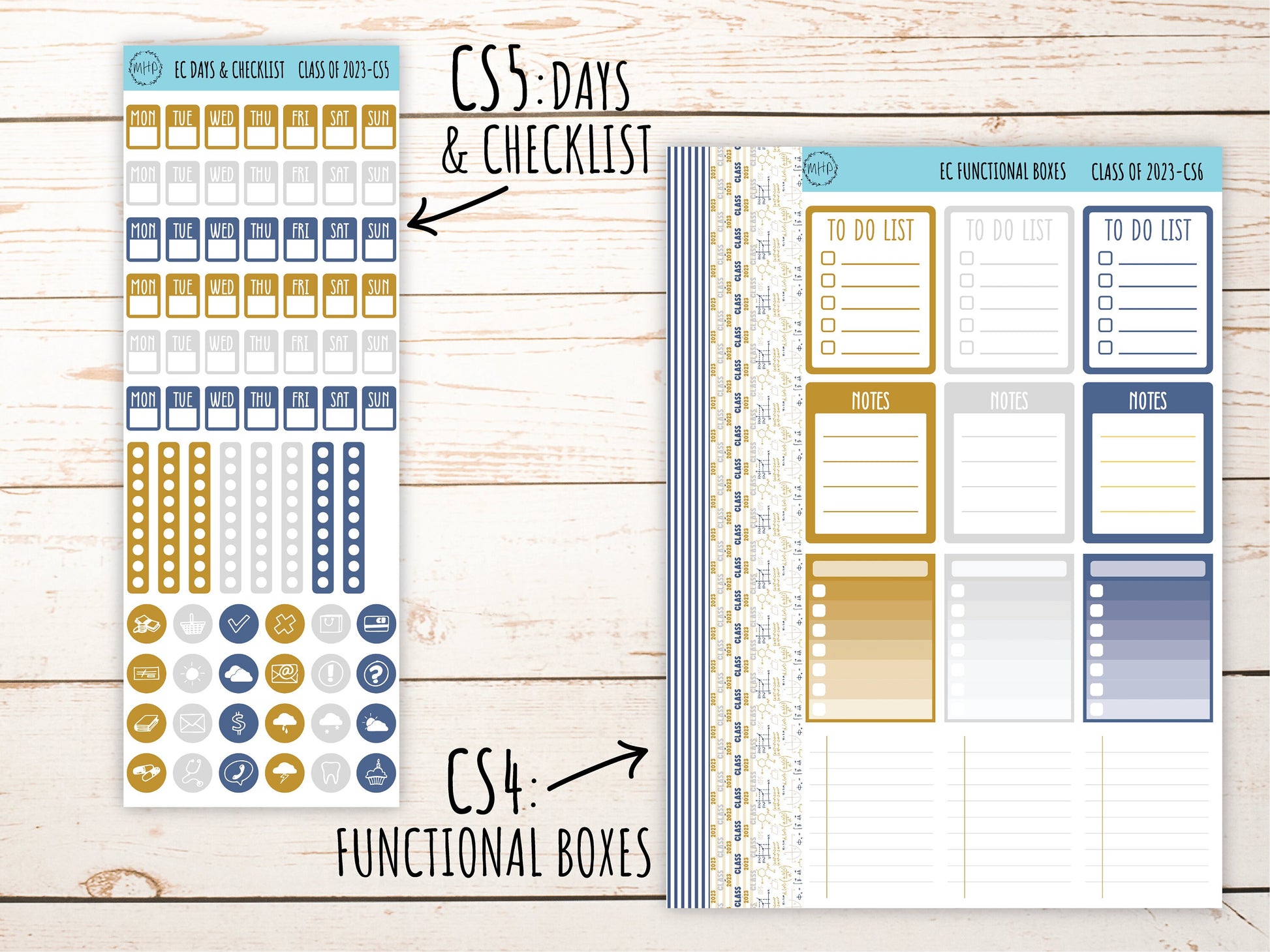 Stickers for 7x9 Erin Condren Planners. GRADUATION MONTH "Class of 2023. Add-On Sticker Sheets || C23-CS