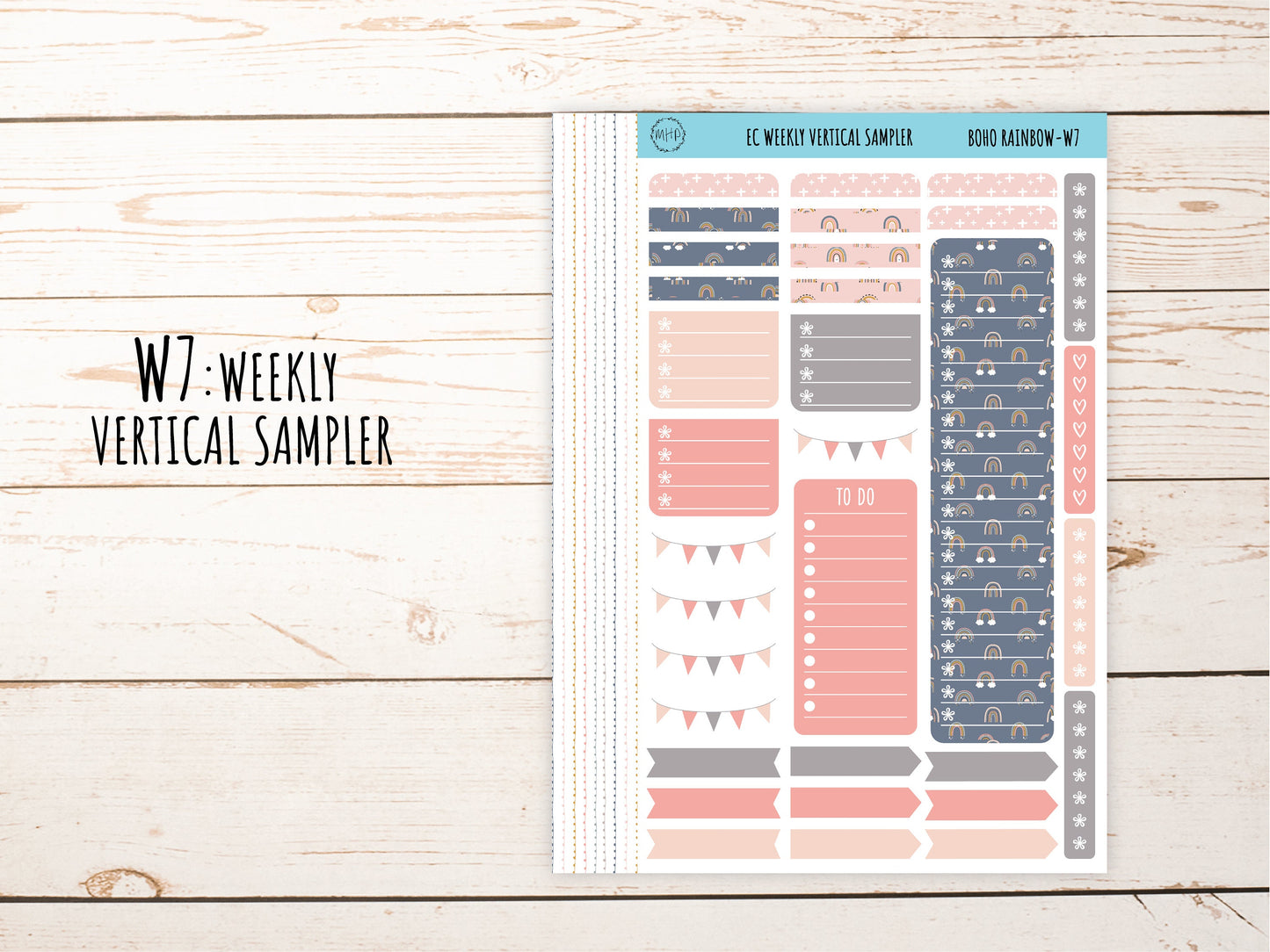 Erin Condren 7x9 Weekly Planning Kit. AUGUST "Boho Rainbow" Planner Stickers || BR-W