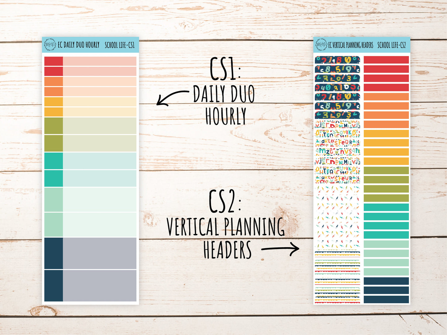 Erin Condren 7x9 Coordinating Planner Sticker Sheets. SEPTEMBER "School Life". Add-On Sticker Sheets || SL-CS