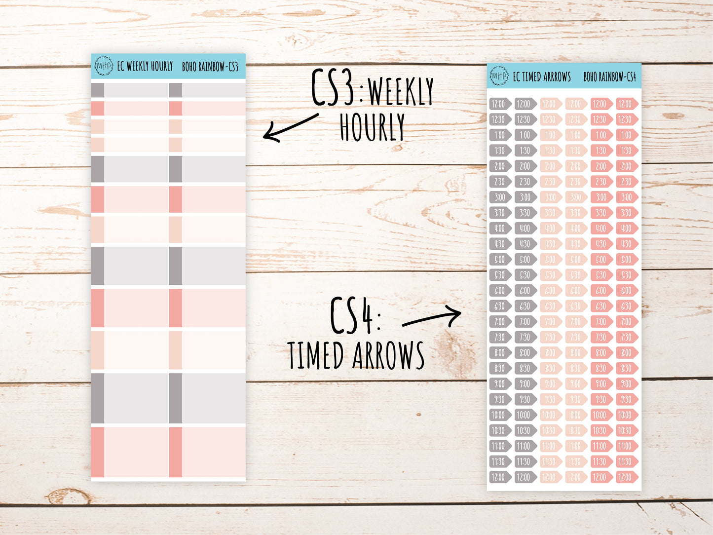 Erin Condren 7x9 Coordinating Planner Sticker Sheets. AUGUST "Boho Rainbow". Add-On Sticker Sheets || BR-CS