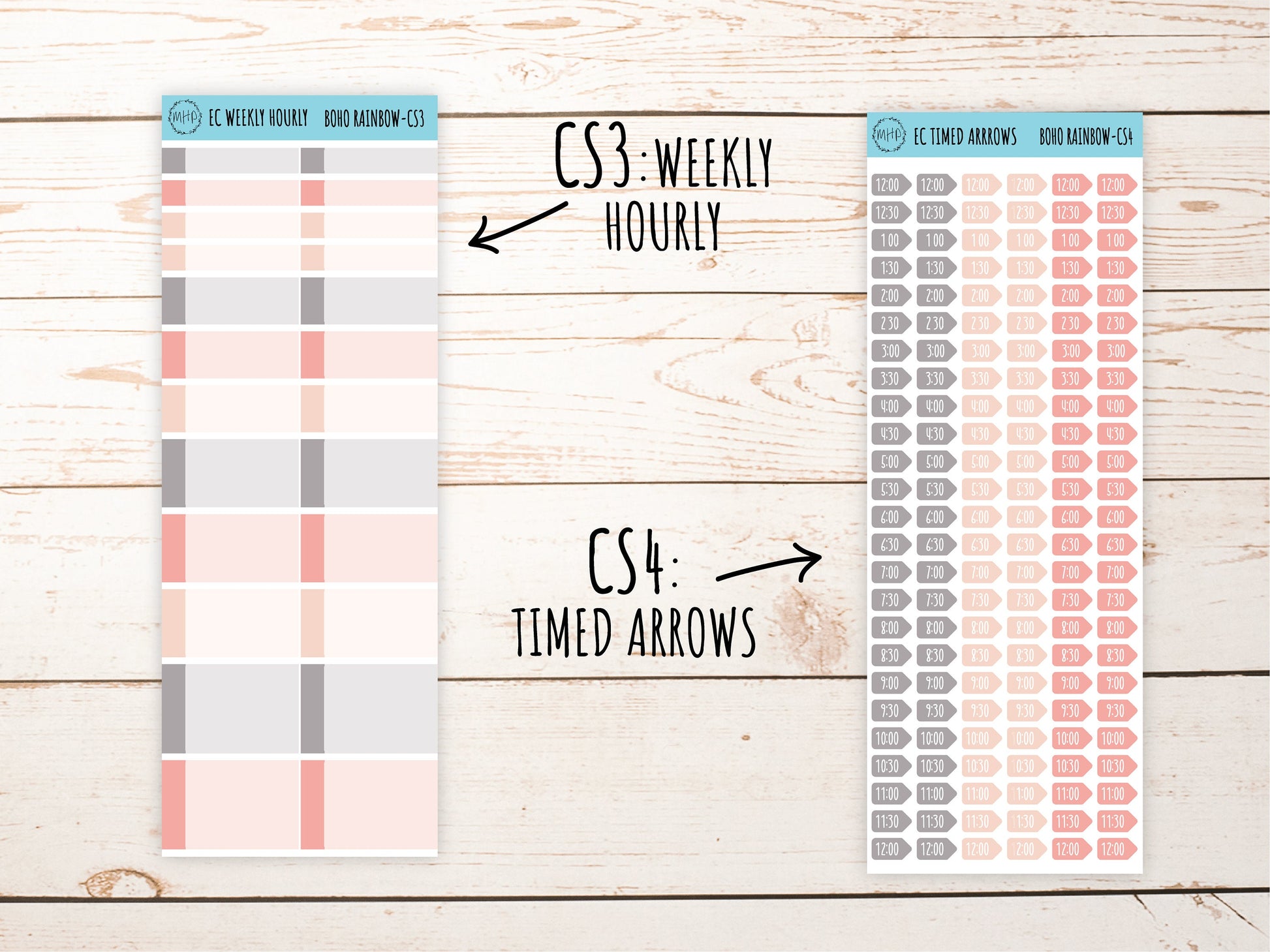 Erin Condren 7x9 Coordinating Planner Sticker Sheets. AUGUST "Boho Rainbow". Add-On Sticker Sheets || BR-CS