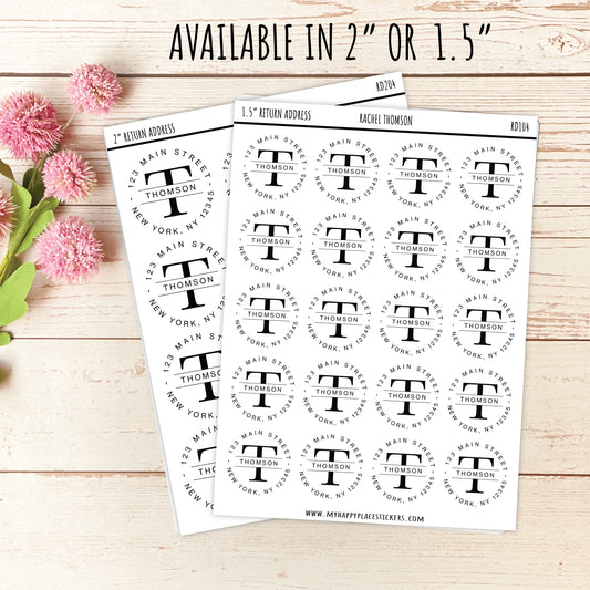Round Return Address Labels. Personalized Labels. 2" and 1.5" Available. Transparent Address Labels || RD104 - RD204