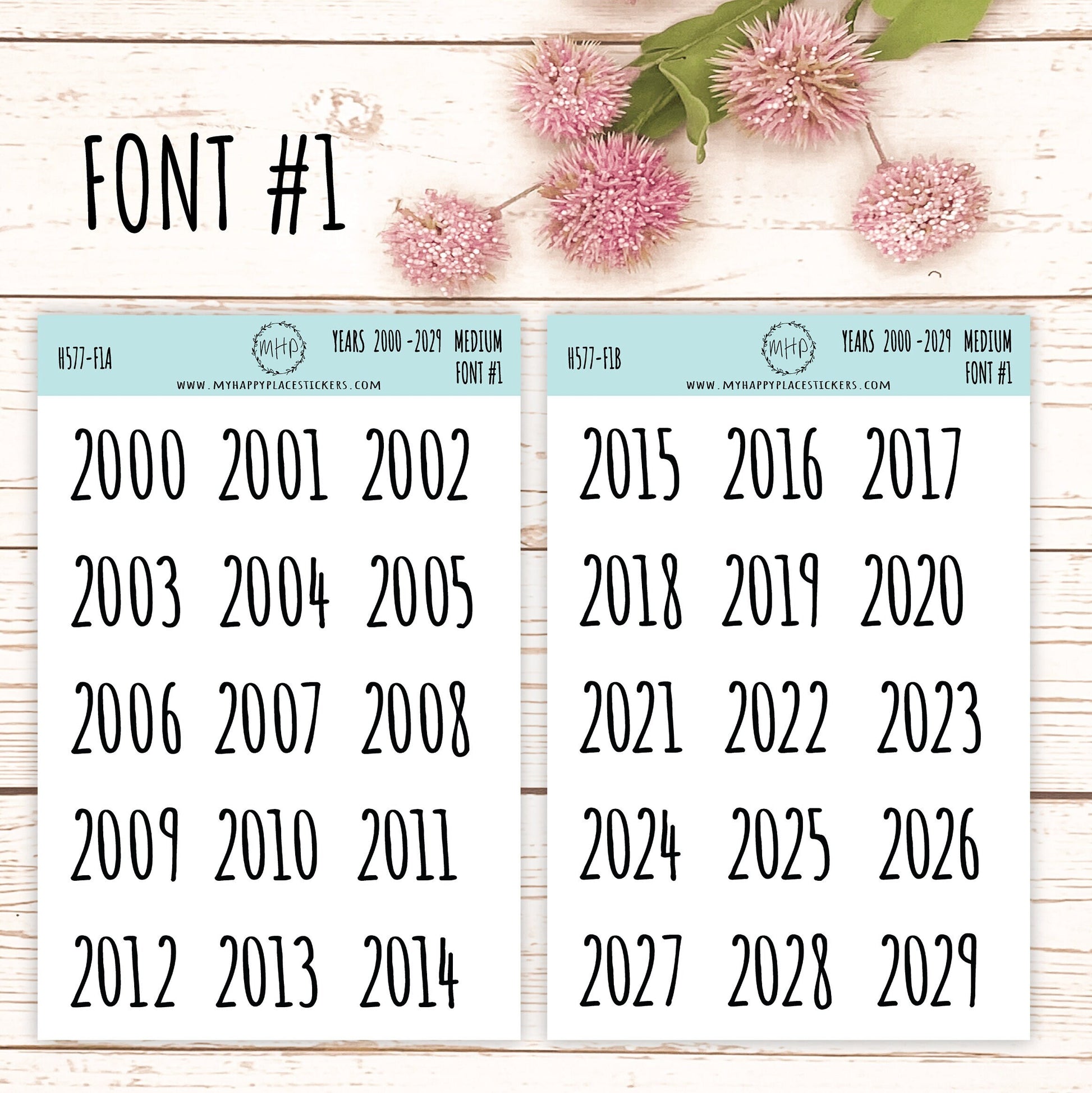 2000 - 2029 Years Stickers Size Medium. Timeline Stickers. Gold, Silver and Rose Gold Foil Stickers || H577