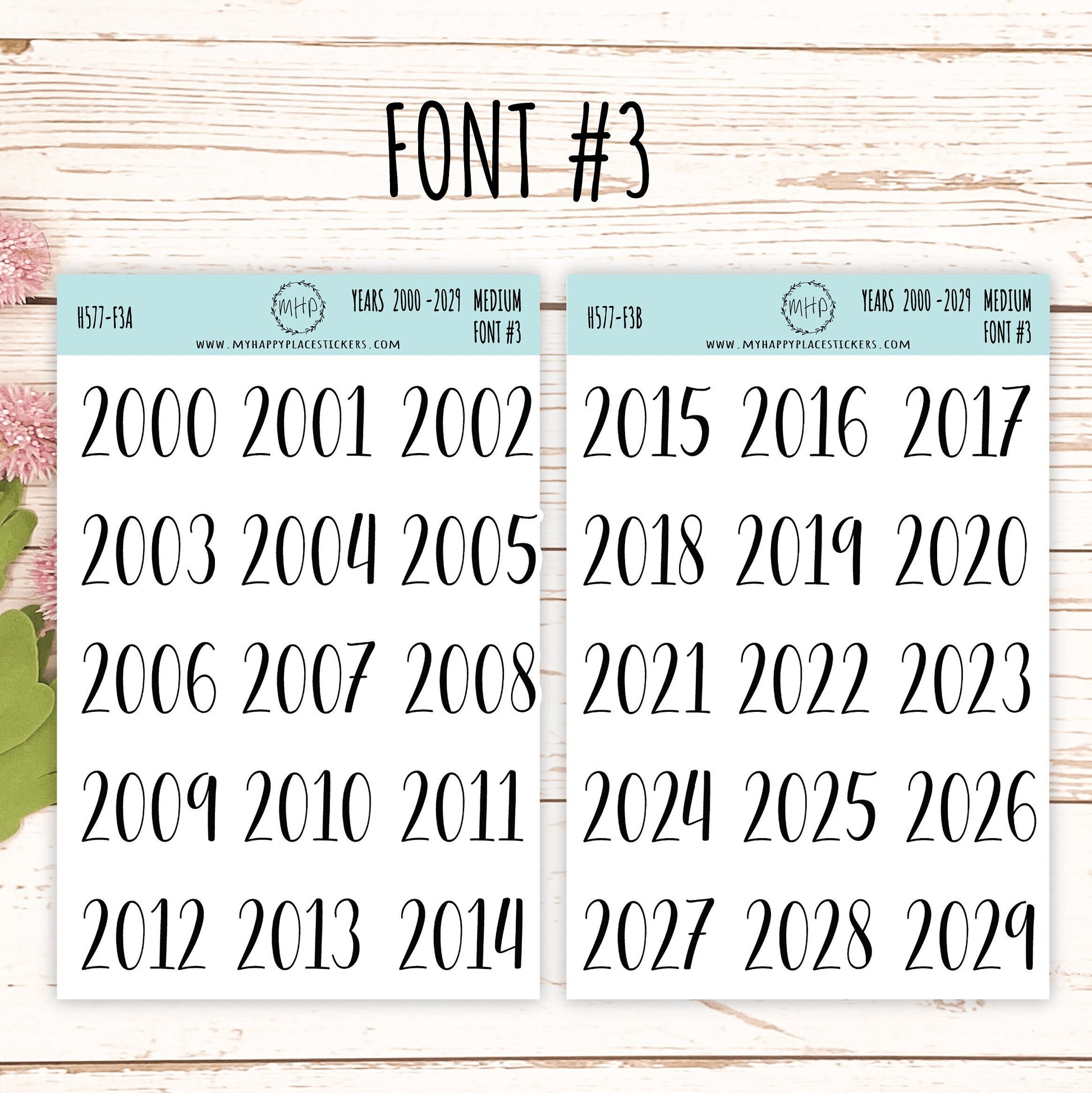 2000 - 2029 Years Stickers Size Medium. Timeline Stickers. Gold, Silver and Rose Gold Foil Stickers || H577