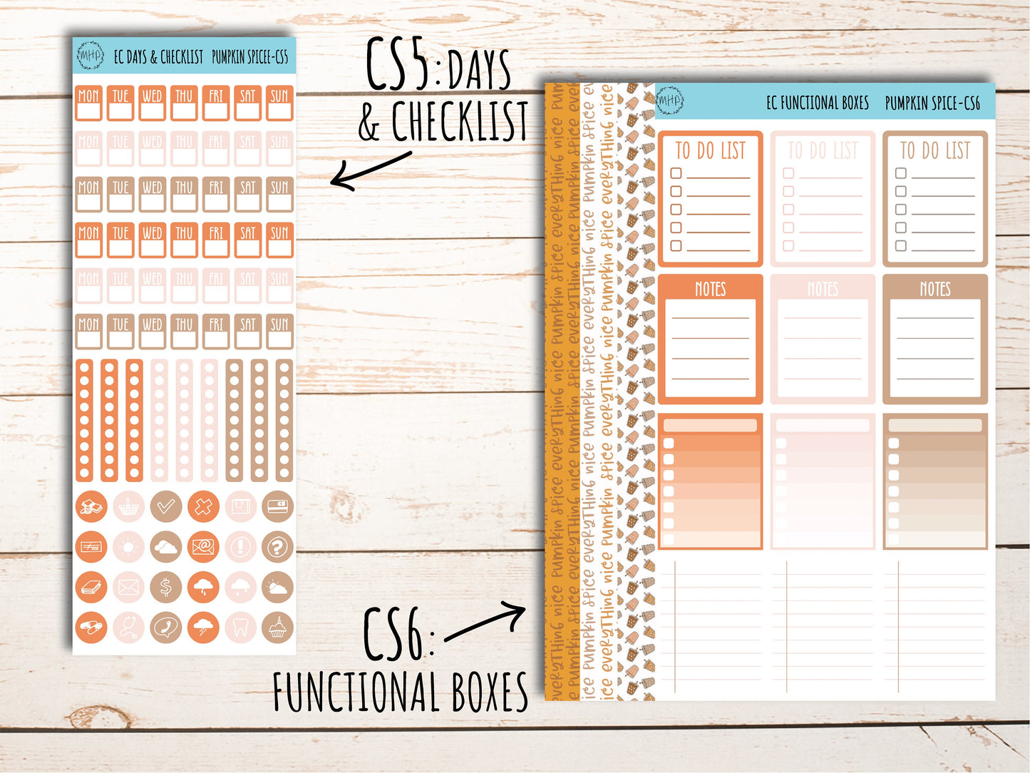 Stickers for 7x9 Erin Condren Planners. NOVEMBER "Pumpkin Spice". Add-On Sticker Sheets || PS-CS
