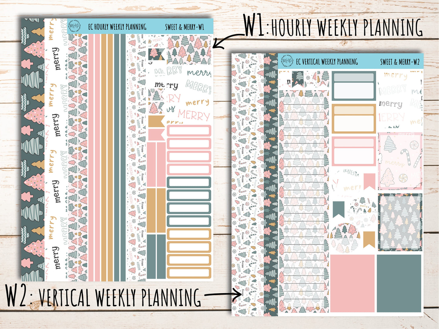 Erin Condren 7x9 Weekly Planning Kit. DECEMBER "Sweet & Merry" Planner Stickers || PS-W