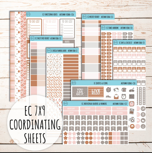 Erin Condren 7x9 Coordinating Planner Sticker Sheets.OCTOBER "Autumn Fall". Add-On Sticker Sheets || AF-CS