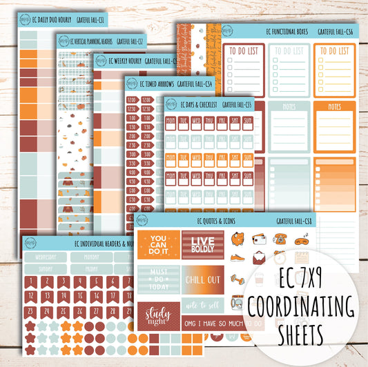 Stickers for 7x9 Erin Condren Planners. NOVEMBER "Grateful Fall". Add-On Sticker Sheets || AF-CS