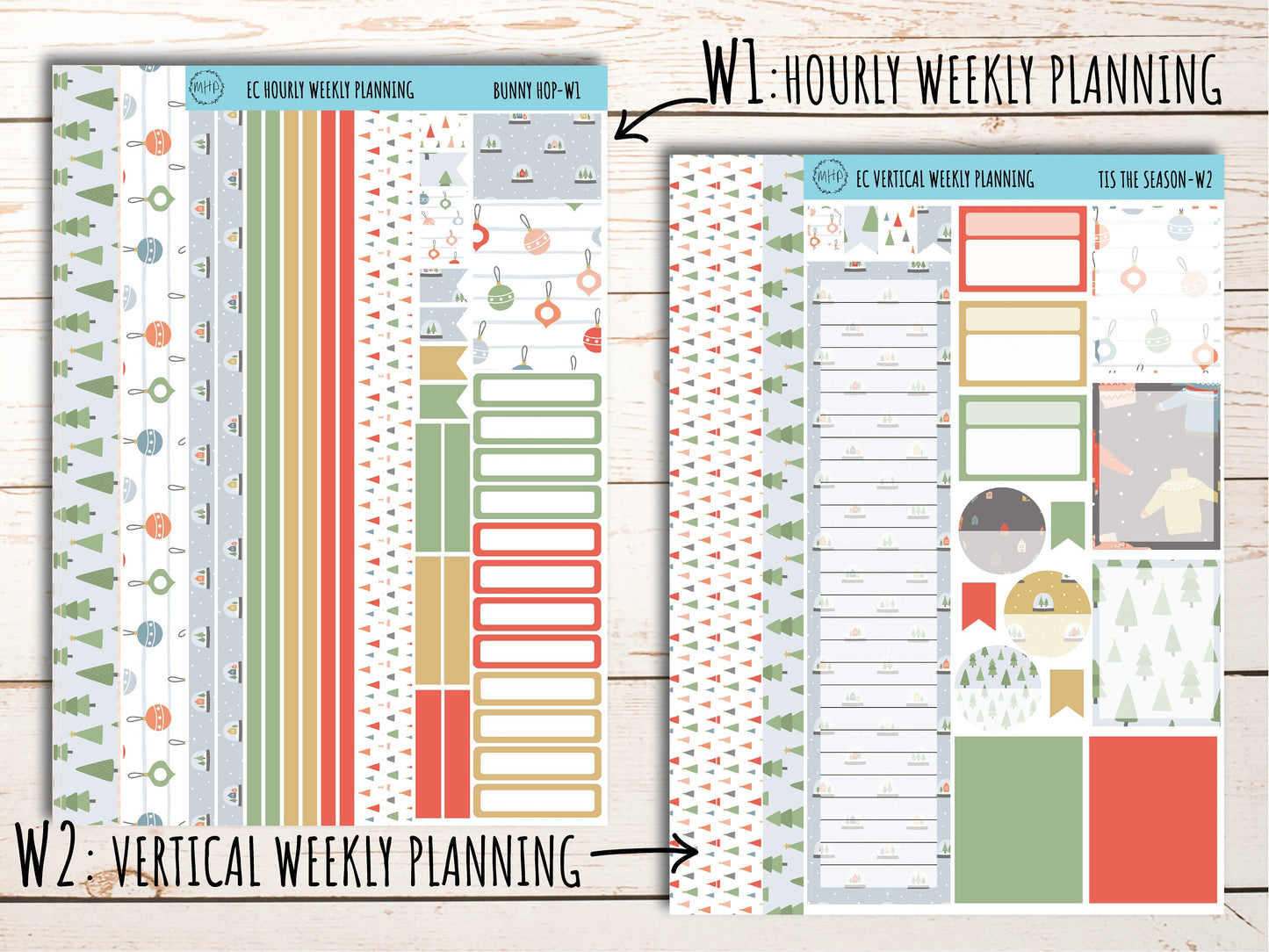 Erin Condren 7x9 Weekly Planning Kit. DECEMBER "Tis the Season" Planner Stickers || TS-W