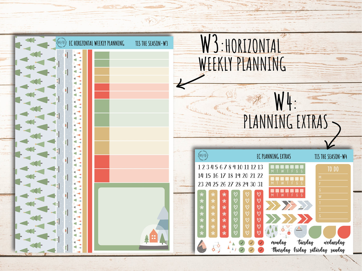 Erin Condren 7x9 Weekly Planning Kit. DECEMBER "Tis the Season" Planner Stickers || TS-W