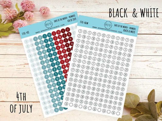 Days of the Month DOT Stickers for College Planner, Teacher Planners, and Bullet Journals. Homeschool Planner. 6 Months Per Sheet || D701