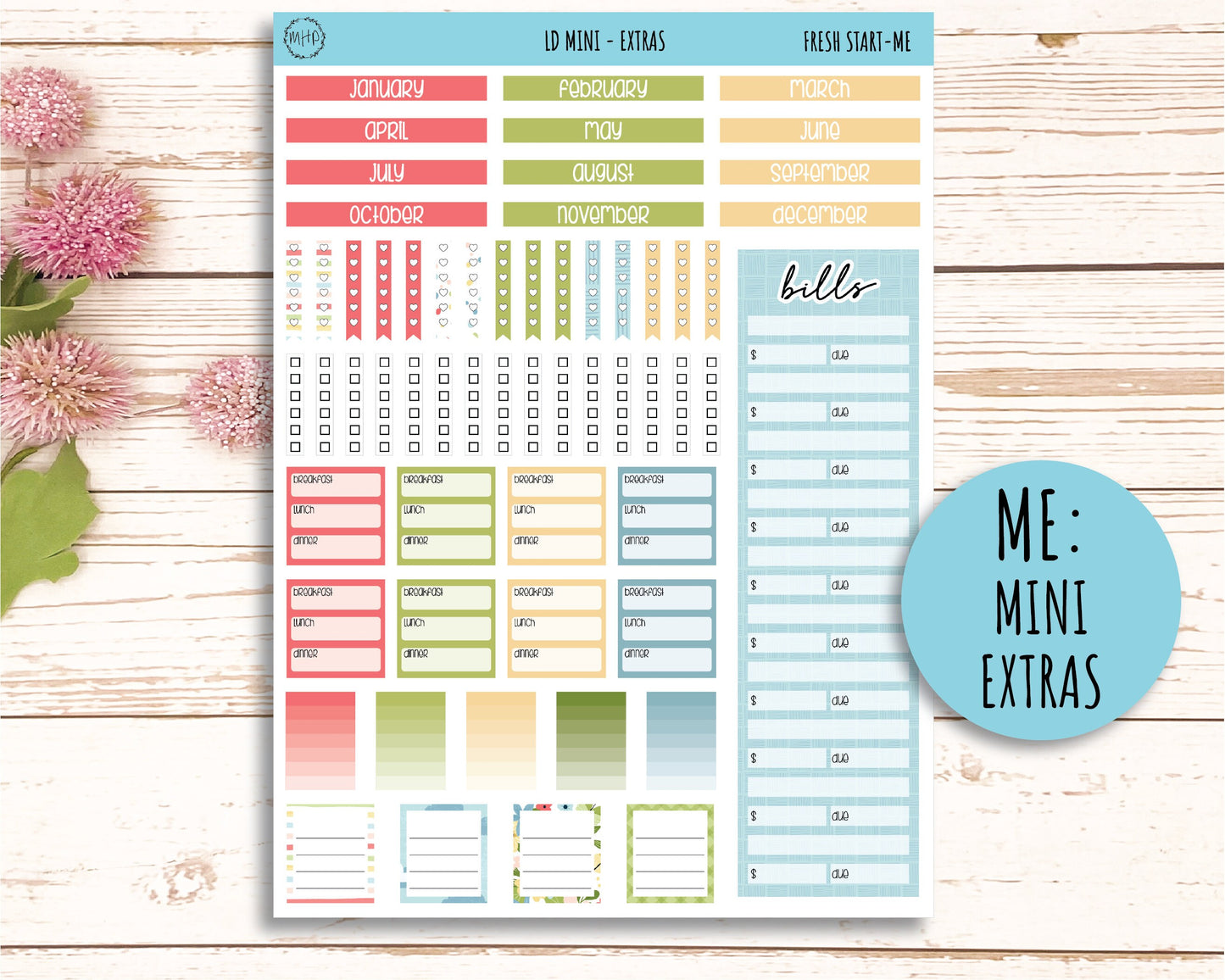 Sticker for MINI Laurel Denise Planners APRIL "Fresh Start" || MFS