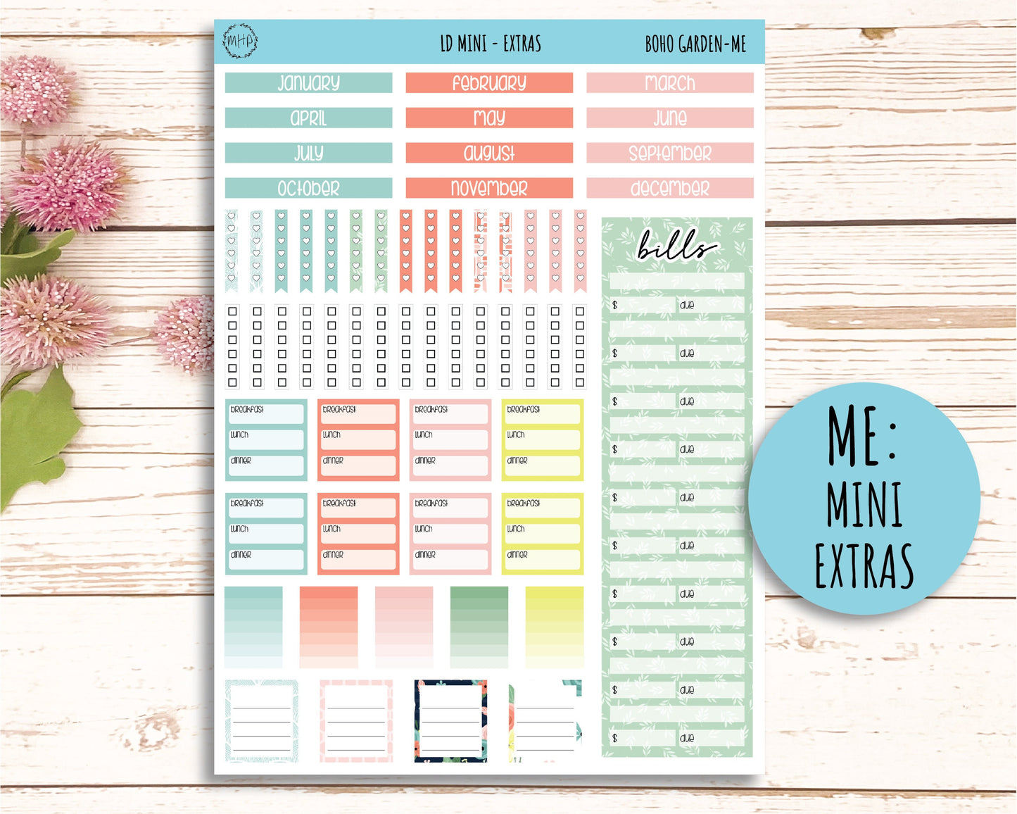 Sticker for MINI Laurel Denise Planners MAY "Boho Garden" || MBG