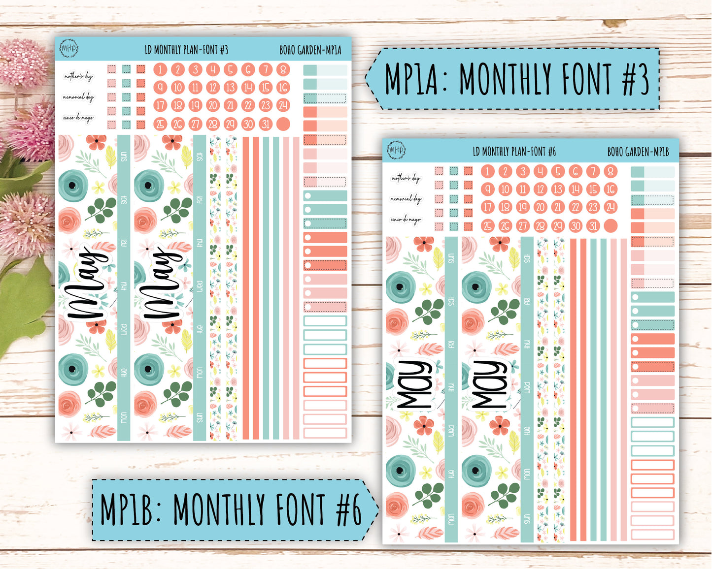 Monthly Plan Kit for Laurel Denise UNDATED Planners "Boho Garden" || MPBG