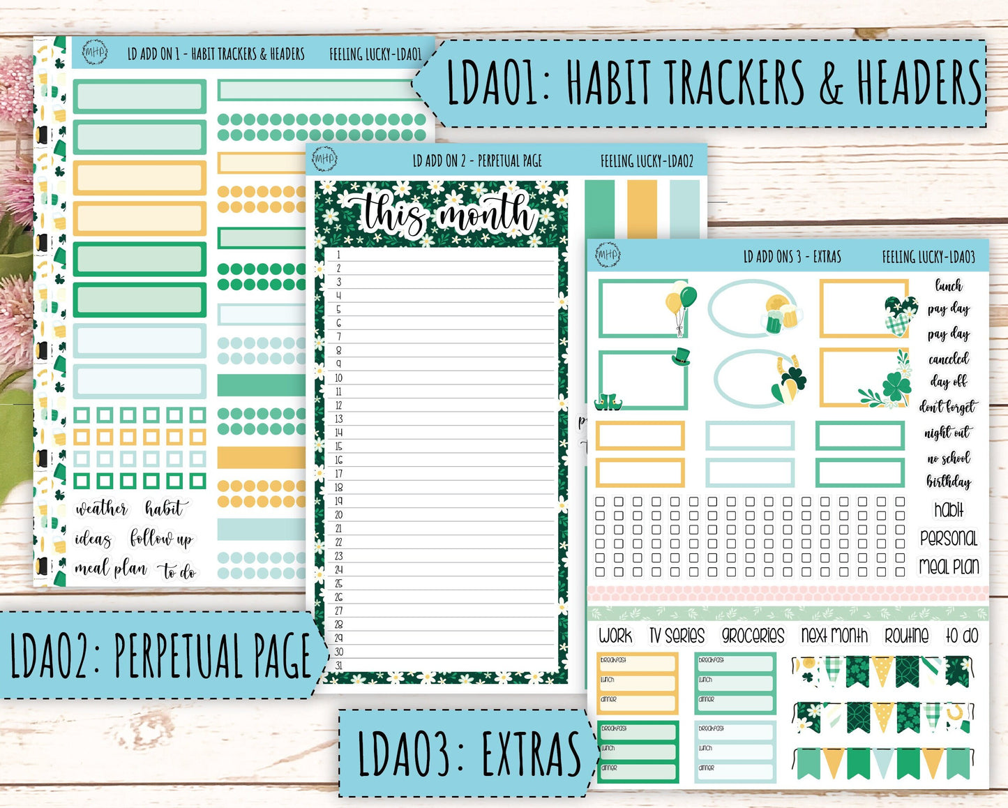 Monthly Plan Kit for Laurel Denise UNDATED Planners "Feeling Lucky" || MPFL