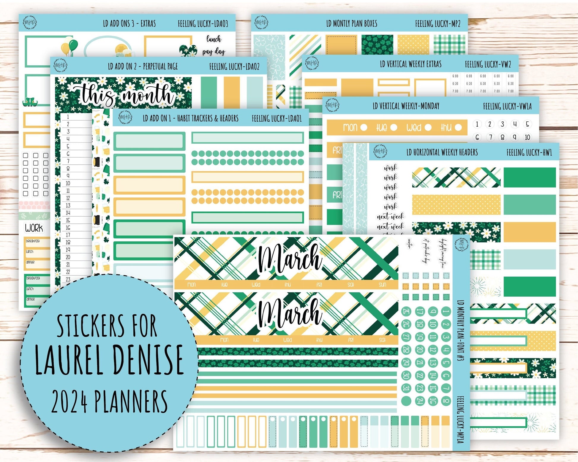 Monthly Plan Kit for Laurel Denise UNDATED Planners "Feeling Lucky" || MPFL