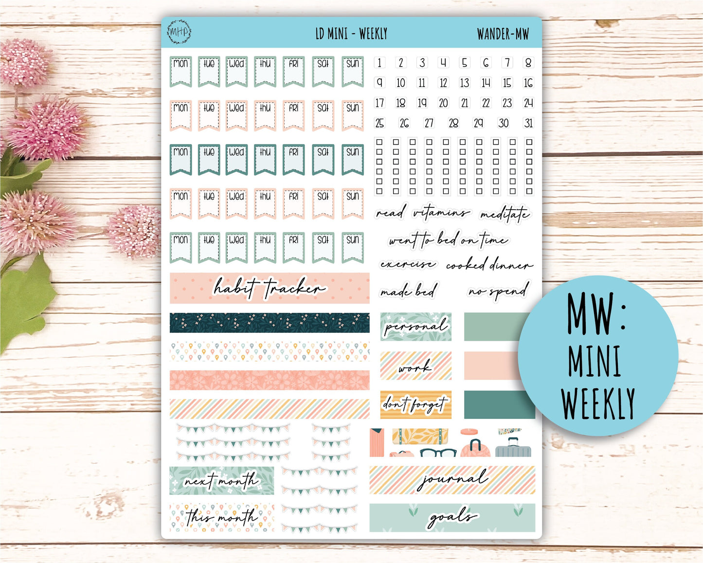 Sticker for MINI Laurel Denise Planners JUNE "Wander" || MWR