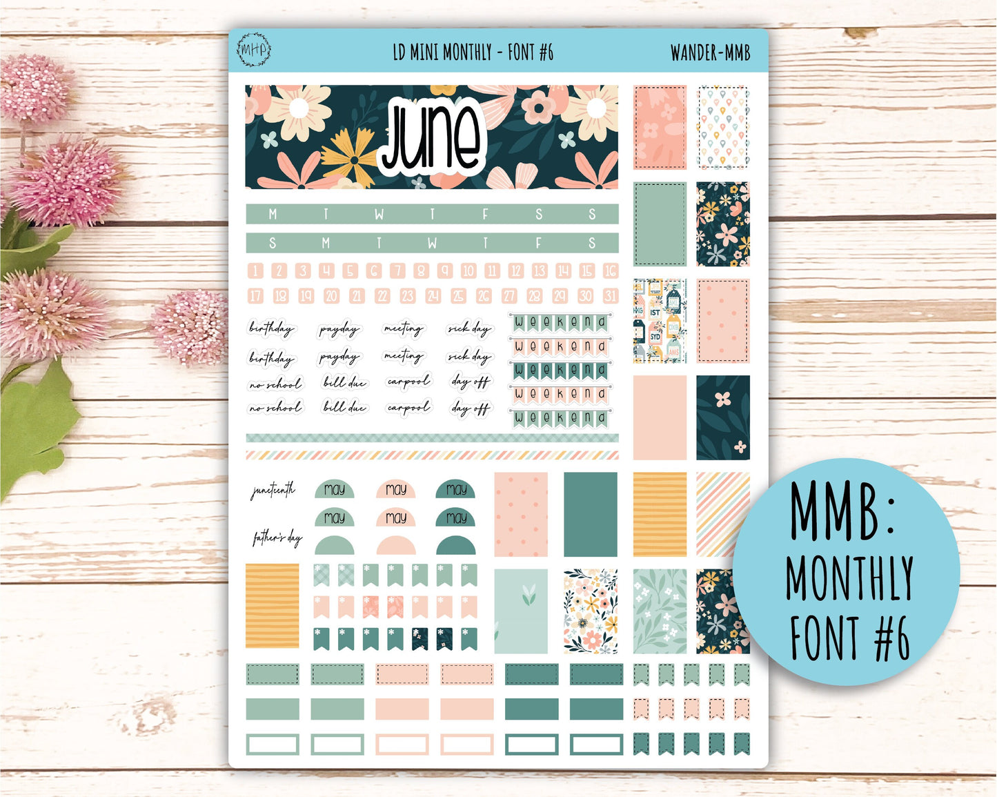 Sticker for MINI Laurel Denise Planners JUNE "Wander" || MWR