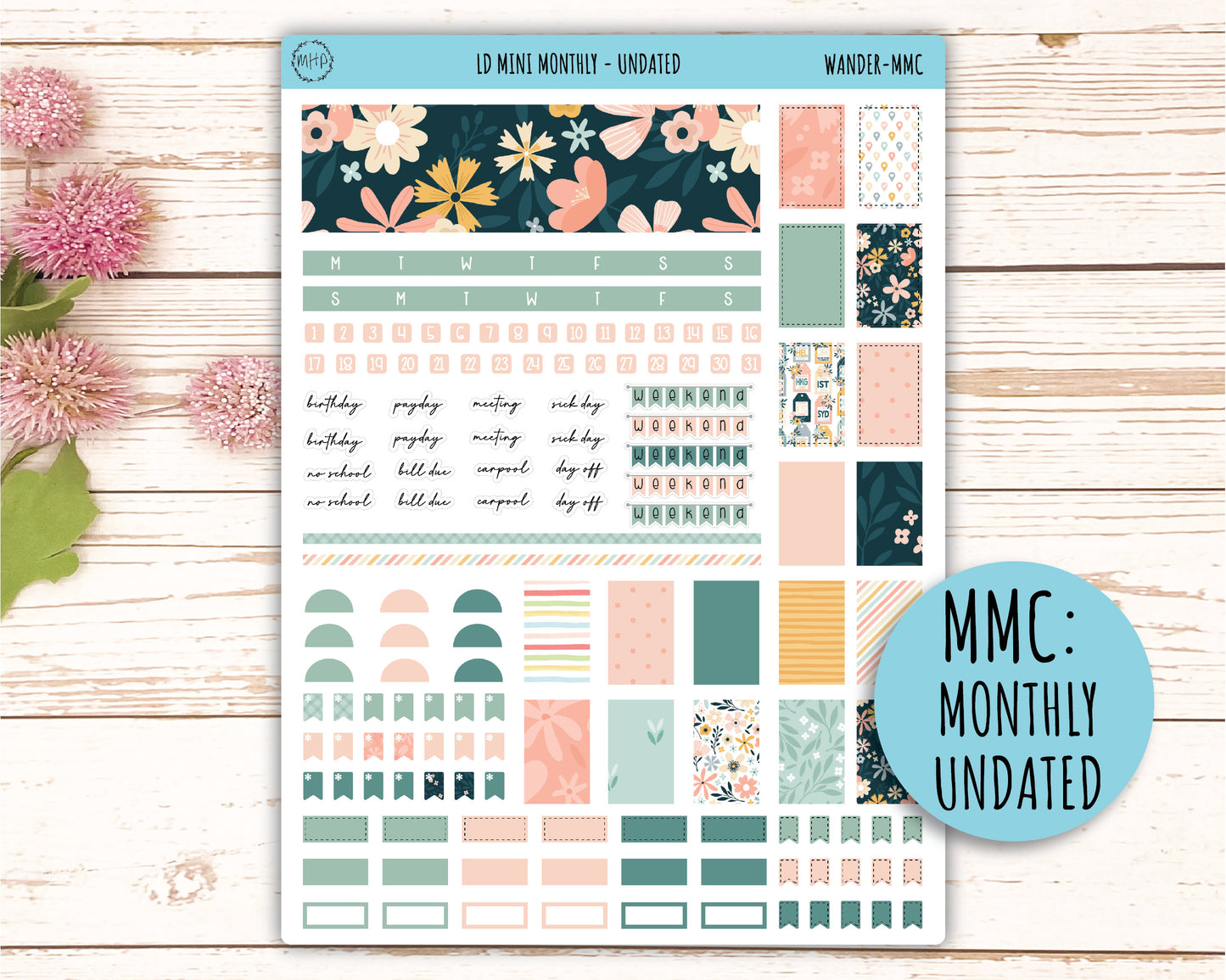 Sticker for MINI Laurel Denise Planners JUNE "Wander" || MWR