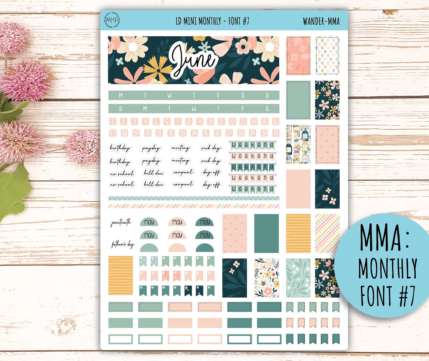 Sticker for MINI Laurel Denise Planners JUNE "Wander" || MWR