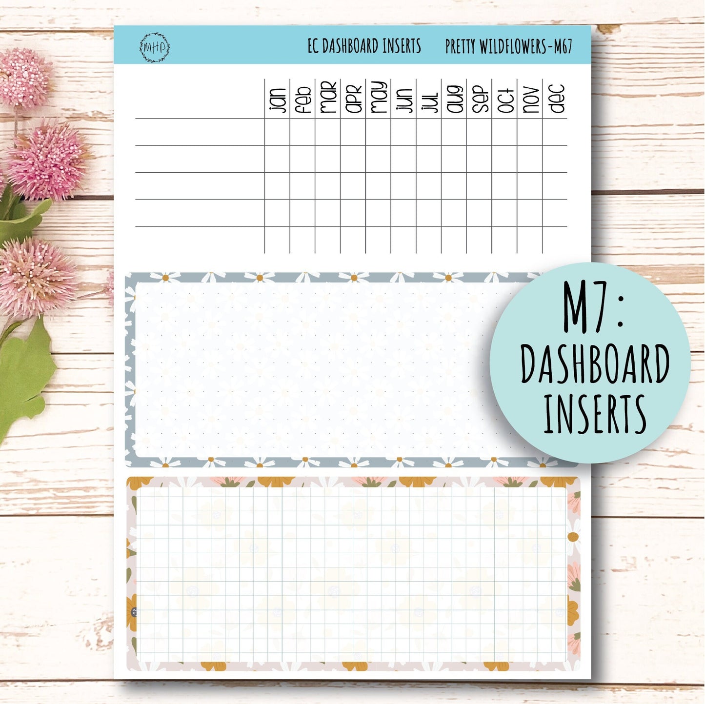 JUNE Monthly Kit Stickers for 7x9 Erin Condren Planners. "Pretty Wildflowers" || PW-M